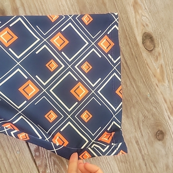 NWT Zara Navy Blue Geometric Printed Wide Leg Pants Size Small - Picture 2 of 5